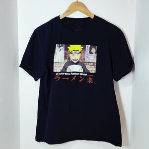 NARUTO SHIPPUDEN Adult Size Large Ichiraku Ramen Shop Anime Manga Black T-Shirt